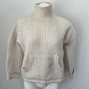 J Crew Cream Turtleneck Sweater with Tie Waist